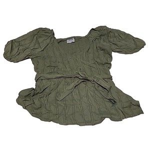Old Navy Womens Size M Wrap Blouse  Green Puff Sleeves